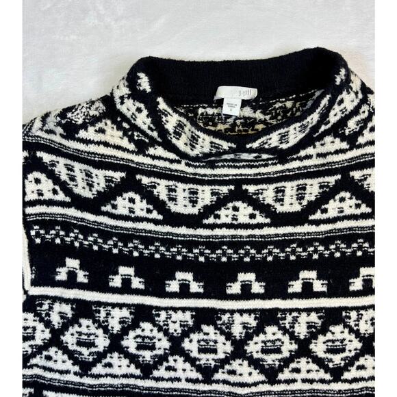 J.Jill Nordic Fair Isle Jacquard Knit Mock Neck Pullover Sweater Cotton Wool S - Picture 3 of 7
